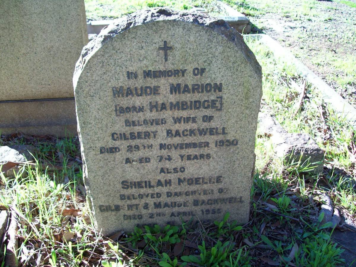 BACKWELL Maud Marion nee HAMBRIDGE -1950 :: BACKWELL Sheilah Noelle -1950