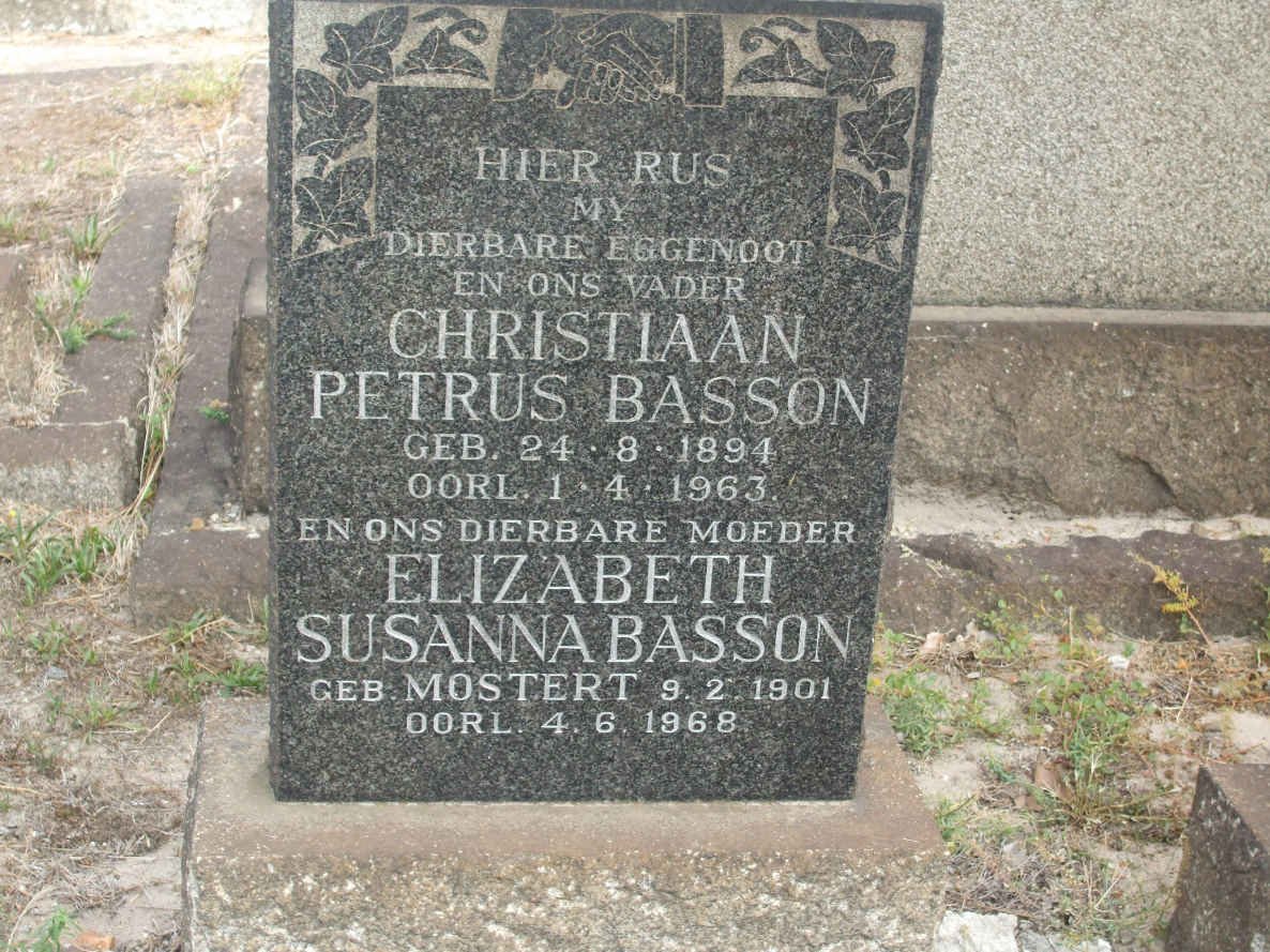 BASSON Christiaan Petrus 1894-1963 &amp; Elizabeth Susanna MOSTERT 1901-1968