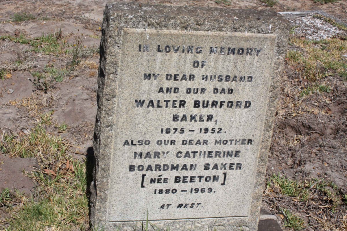 BAKER Walter Burford 1875-1952 &amp; Mary Catherine Boardman BEETON 1880-1969