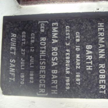 BARTH Hermann Robert 1887-1959 &amp; Emma Rosa ROTHLISBERGER 1882-1970