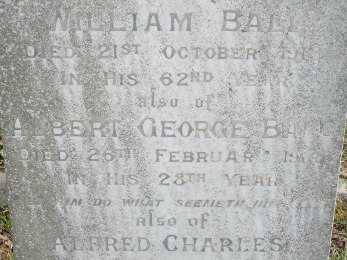 BALL William -1913 :: BALL Albert George -1914 :: BALL Albert Charles -1924