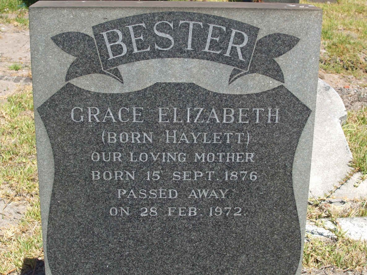 BESTER Grace Elizabeth nee HAYLETT 1876-1972