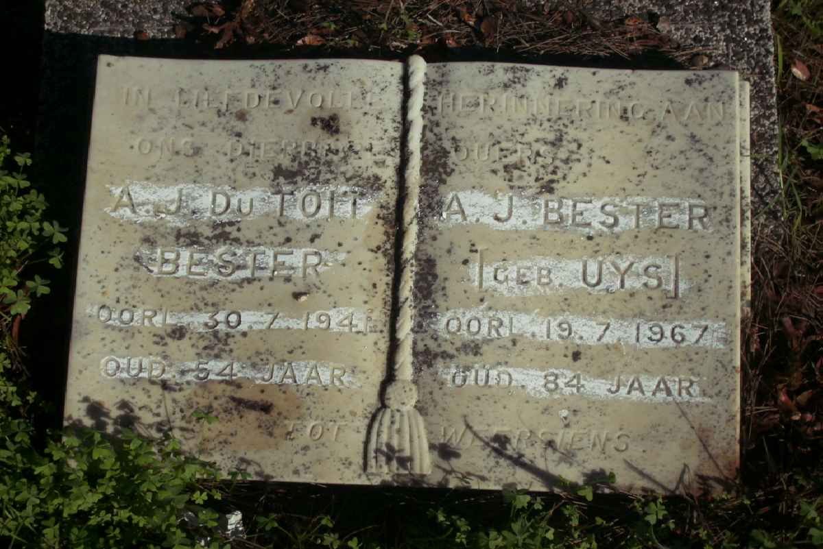 BESTER A.J. du Toit -1941 &amp; A.J. UYS -1967