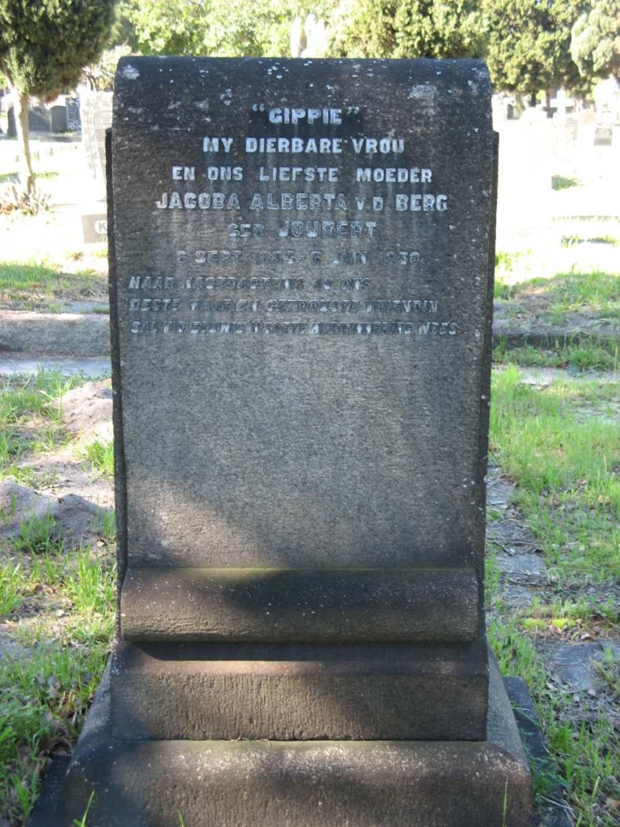BERG Jacoba Alberta, v.d. nee JOUBERT 1883-1930