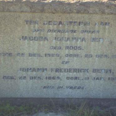 BEHM Johann Frederick 1869-1936 &amp; Jacoba Johanna ROOS 1966-1934
