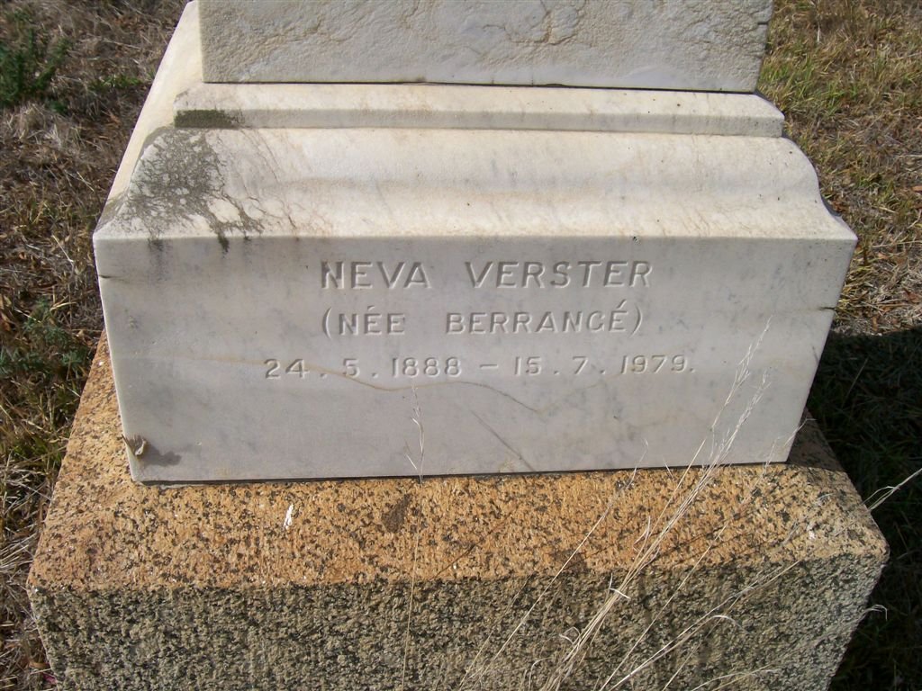 VERSTER Neva nee BERRANGé 1888-1979