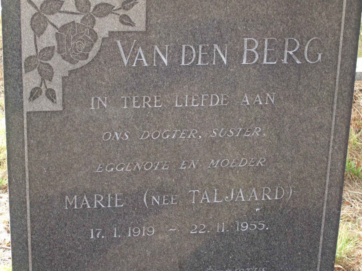BERG Marie, van den nee TALJAARD 1919-1955
