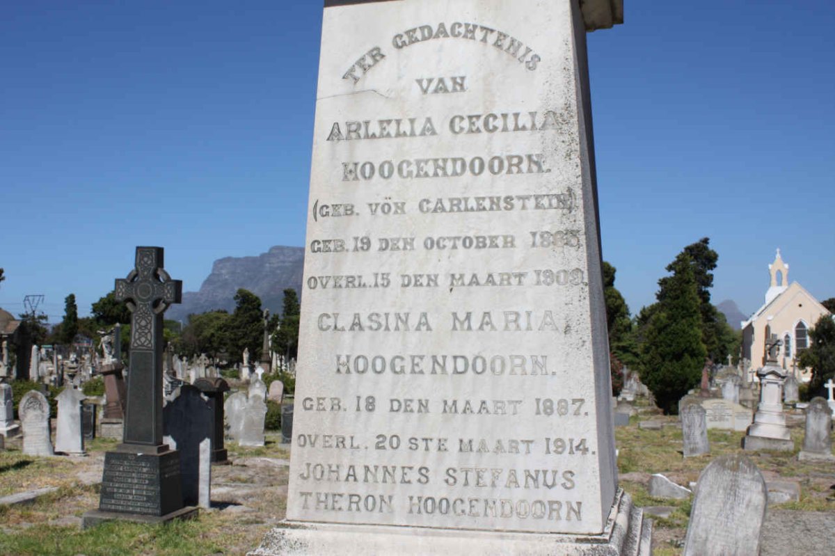 HOOGENDOORN Arlelia Cecilia nee VON CARLENSTEIN 1883-1909 :: HOOGENDOORN Clasina Maria 1887-1914