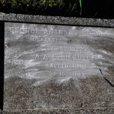 BIEBUYCK George Anthony -1952 &amp; A.A.E. -1967