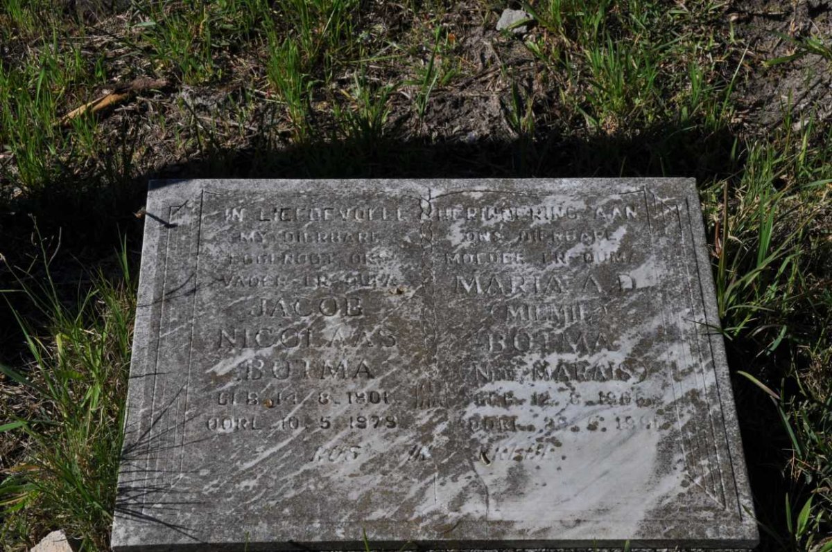 BOTMA Jacob Nicolaas 1901-1979 &amp; Maria A.D. MARAIS 1906-1991