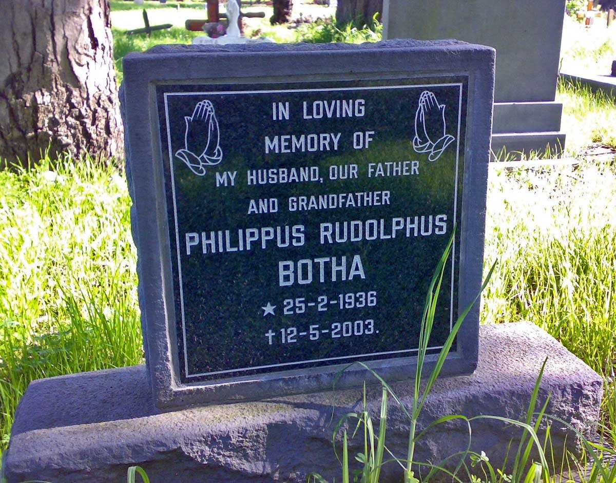 BOTHA Philippus Rudolphus 1936-2003