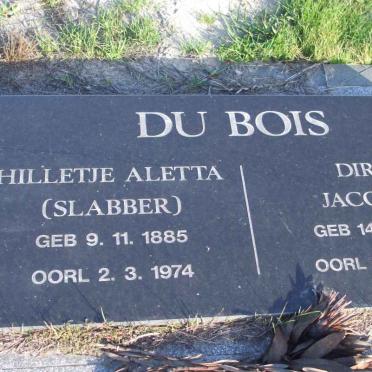 BOIS Dirk Jacobus, du 1881-1970 &amp; Hilletje Aletta SLABBER 1885-1974
