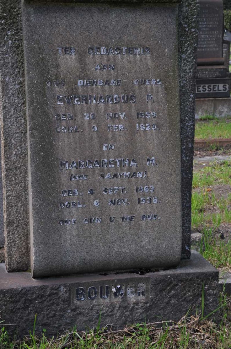 BOUWER Everhardus P. 1859-1926 &amp; Margaretha M. SAAYMAN 1863-1938