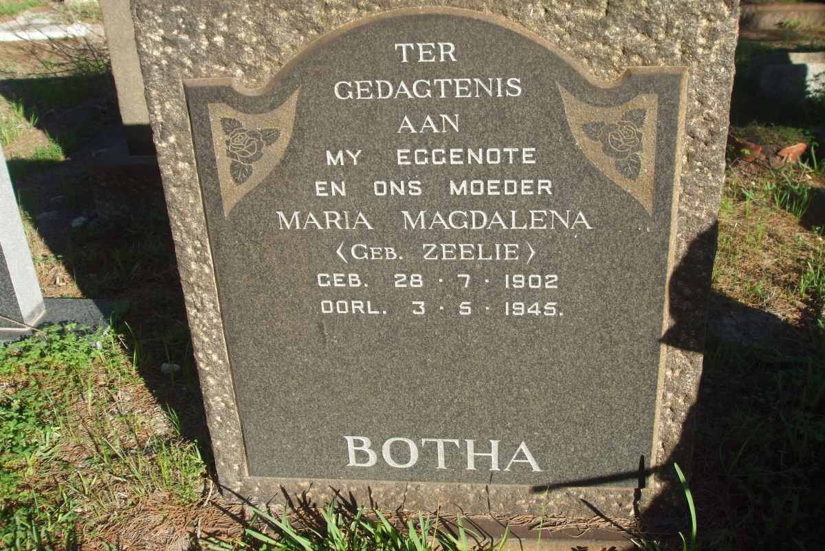 BOTHA Maria Magdalena nee ZEELIE 1902-1945