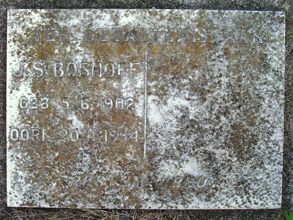 BOSHOFF J.S. 1902-1954