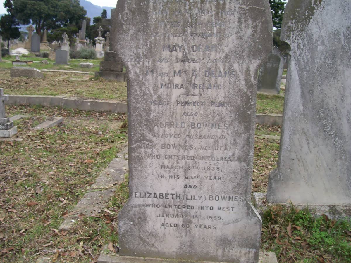BOWNES Alfred 1935 &amp; May DEANS ?? :: Elizabeth BOWNES -1959