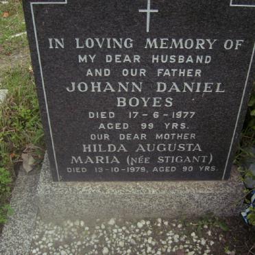 BOYES Johann Daniel -1977 &amp; Hilda Augusta Maria STIGANT -1979