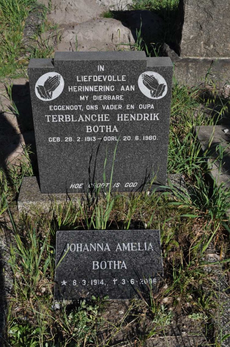 BOTHA Terblanche Hendrik 1913-1980 &amp; Johanna Amelia 1914-2006