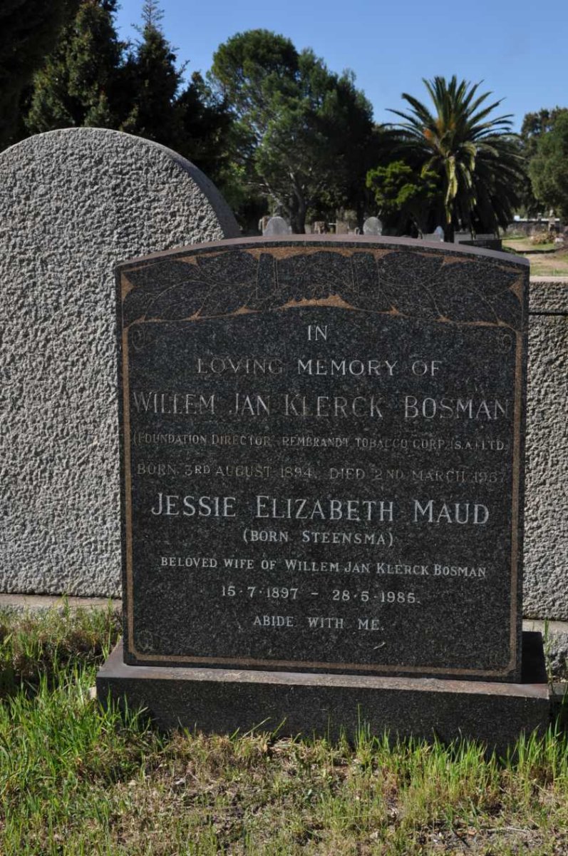 BOSMAN Willem Jan Klerck 1894-1957 &amp; Jessie Elizabeth Maud STEENSMA 1897-1985