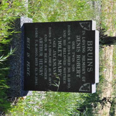 BRUINS Arthur Henry 1900-1981 &amp; Violet Mary JACKMAN 1901-1977 :: BRUINS Denis Robert 1934-1940