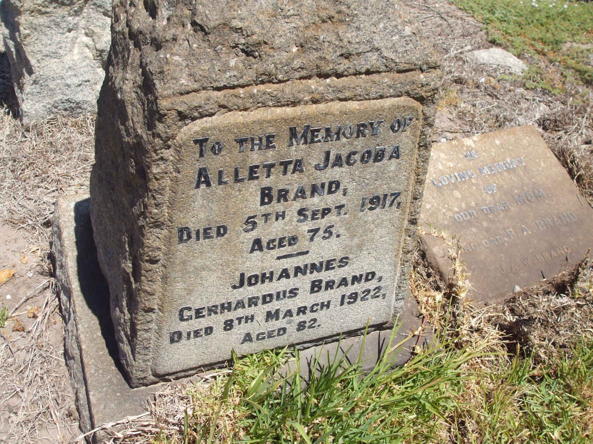 BRAND Johannes Gerhardus -1922 &amp; Alletta Jacoba -1917