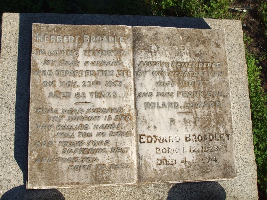 BROADLEY Herbert -1953, BROADLEY Edward 1923-1974