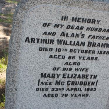 BRAMWELL Arthur William -1958 &amp; Mary Elizabeth Mc GRUDDEN -1982