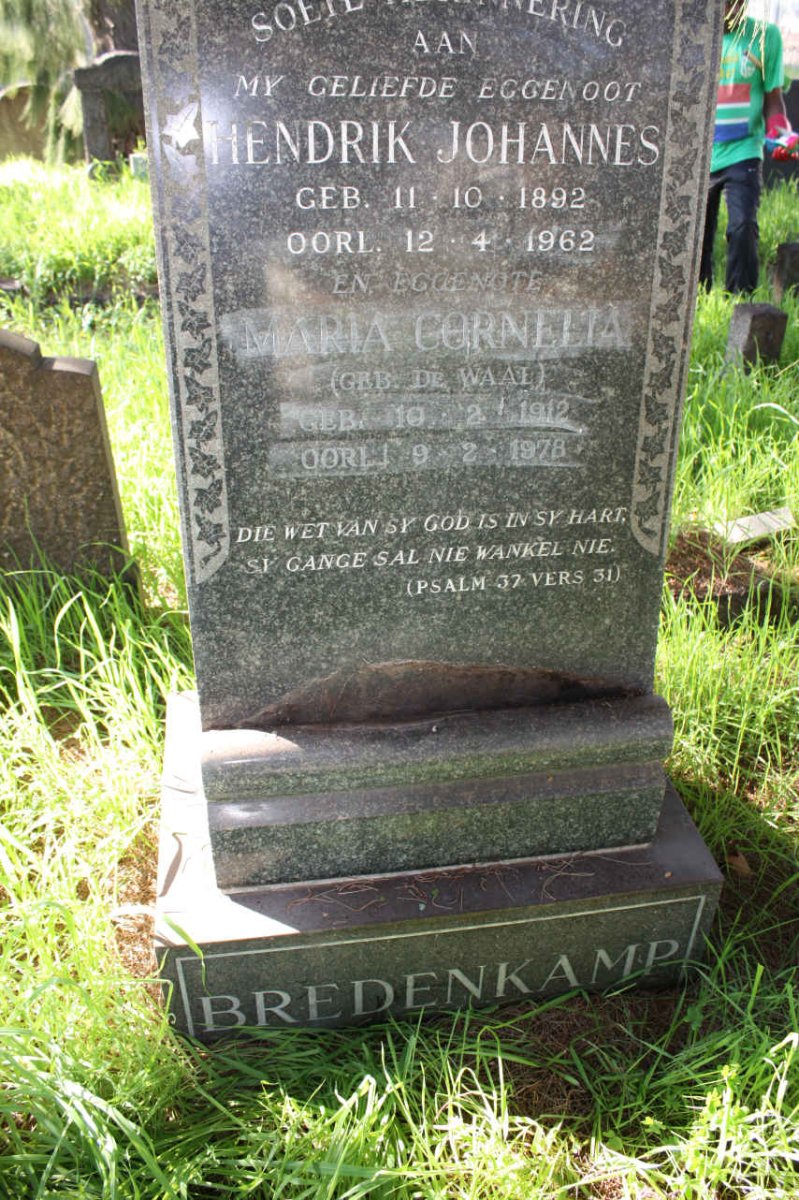 BREDENKAMP Hendrik Johannes 1892-1962 &amp; Maria Cornelia DE WAAL 1912-1978