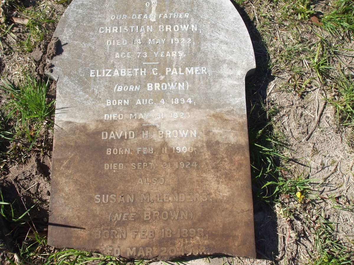 BROWN Christian -1922 :: PALMER Elizabeth C. nee BROWN 1894-1923