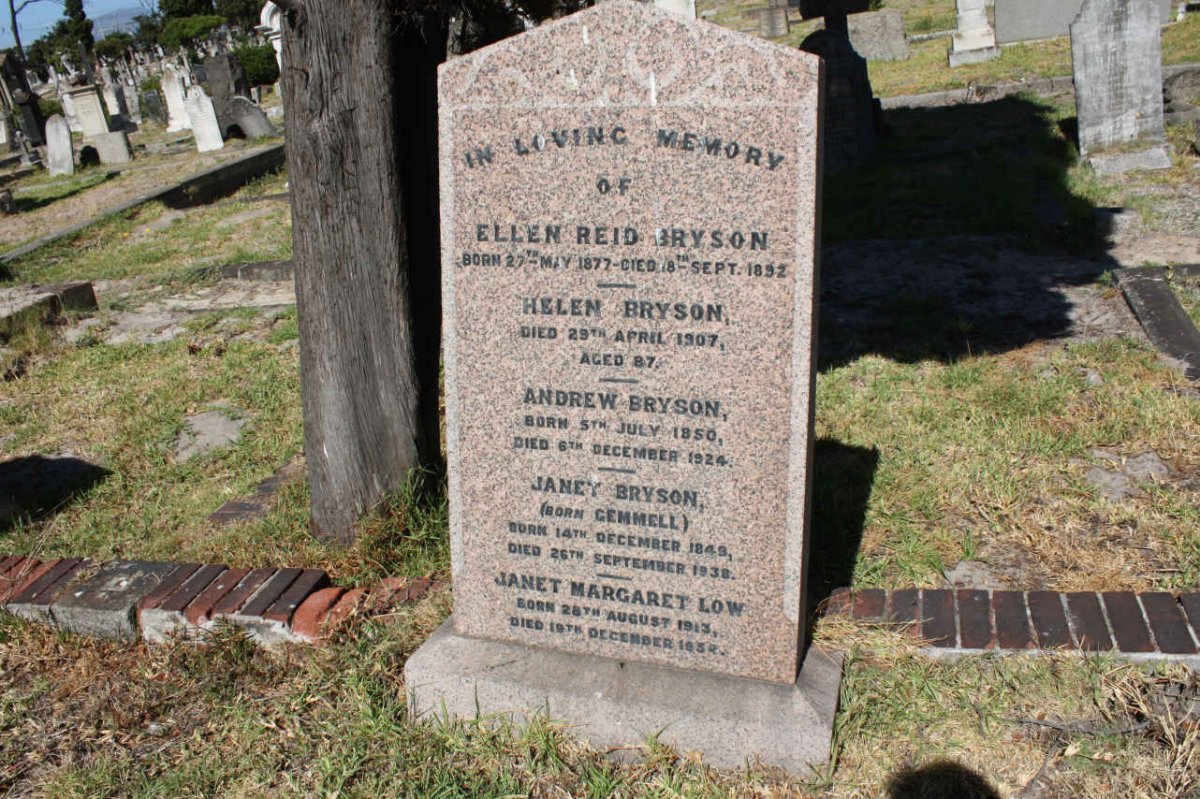 BRYSON Ellen Reid 1877-1892 :: BRYSON Helen -1907 :: BRYSON Andrew 1850-1924