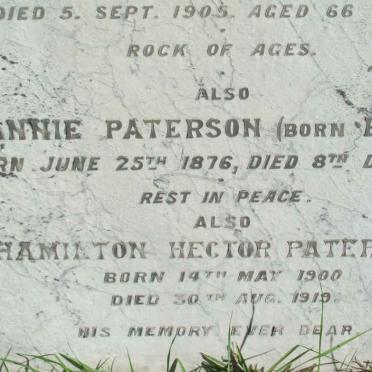 PATERSON Annie nee BRUCE 1876-1912 :: PATERSON Hamilton Hector 1900-1910
