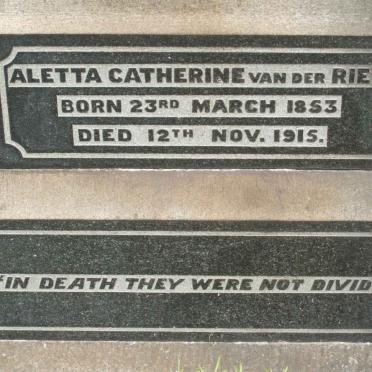 BREDA Aletta Catherine, van nee van der RIET 1853-1915