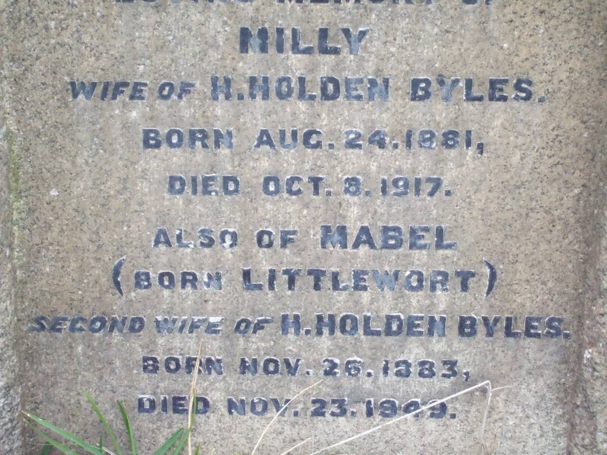 BYLES Milly 1881-1917 :: BYLES Mabel nee LITTLEWORT 1883-1949