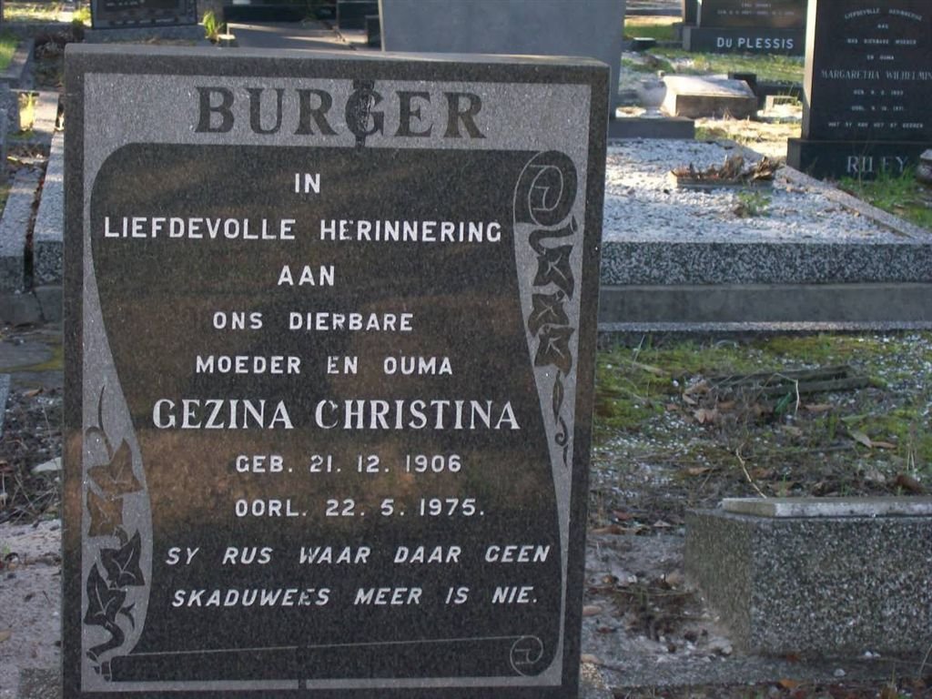 BURGER Gezina Christina 1906-1975