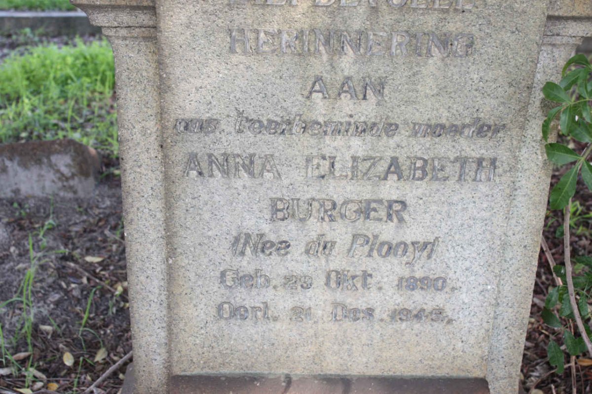 BURGER Anna Elizabeth nee DU PLOOY 1890-1945