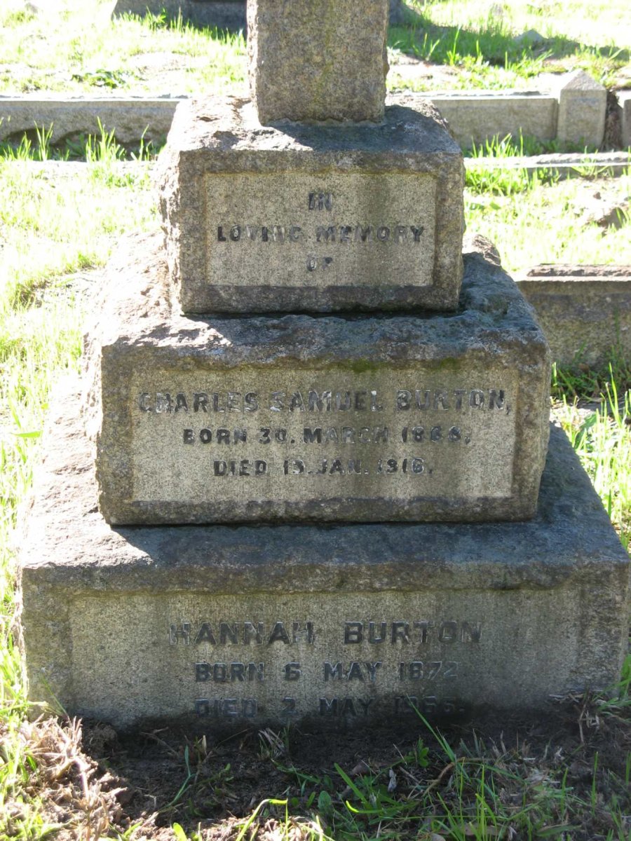 BURTON Charles Samuel 1868-1916 &amp; Hannah 1872-1966