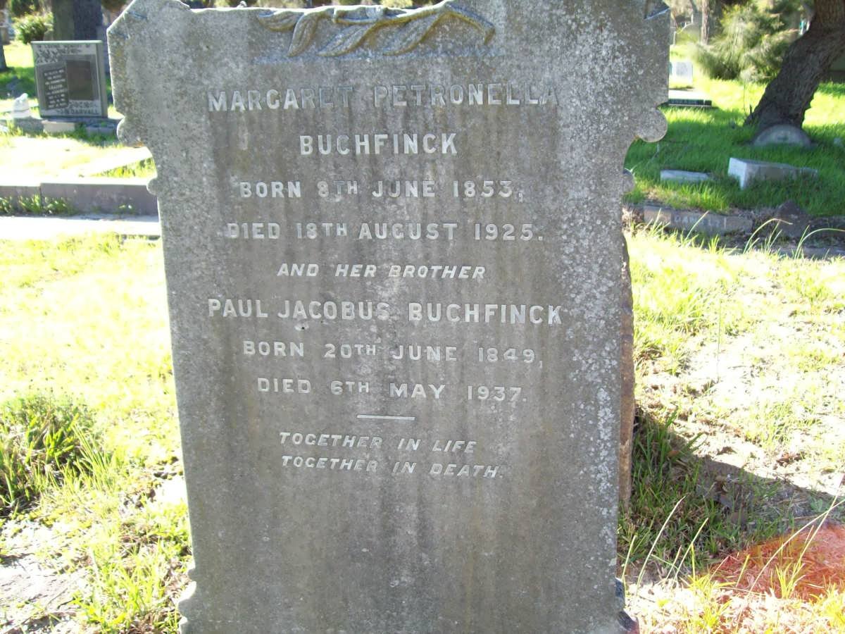BUCHFINCK Margaret Petronella 1853-1925 :: BUCHFINCK Paul Jacobus 1849-1937
