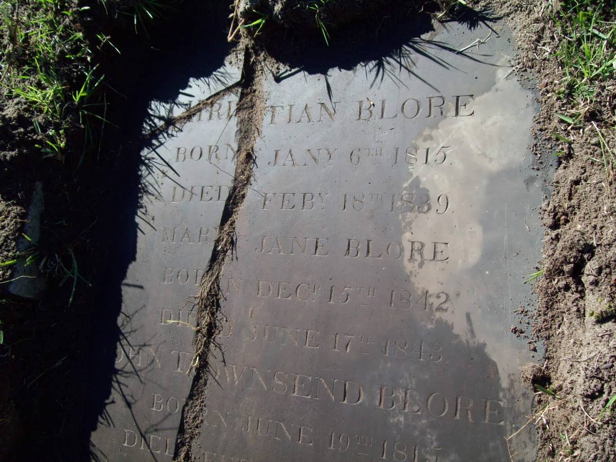 BLORE Christian 1815-1839 :: BLORE Mary Jane 1842-1843 :: BLORE John Townsend 1815-1844
