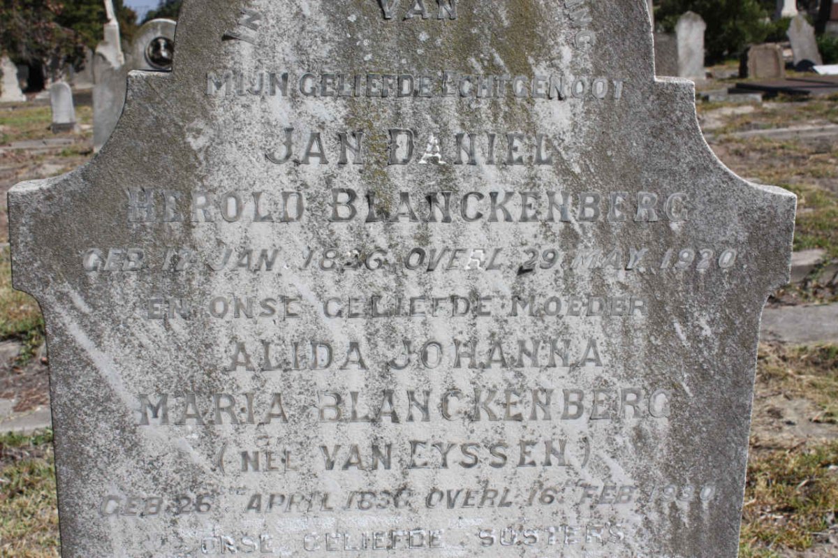 BLANCKENBERG Jan Daniel Herold 18?6-1920 &amp; Alida Johanna Maria VAN EYSSEN 1838-1930