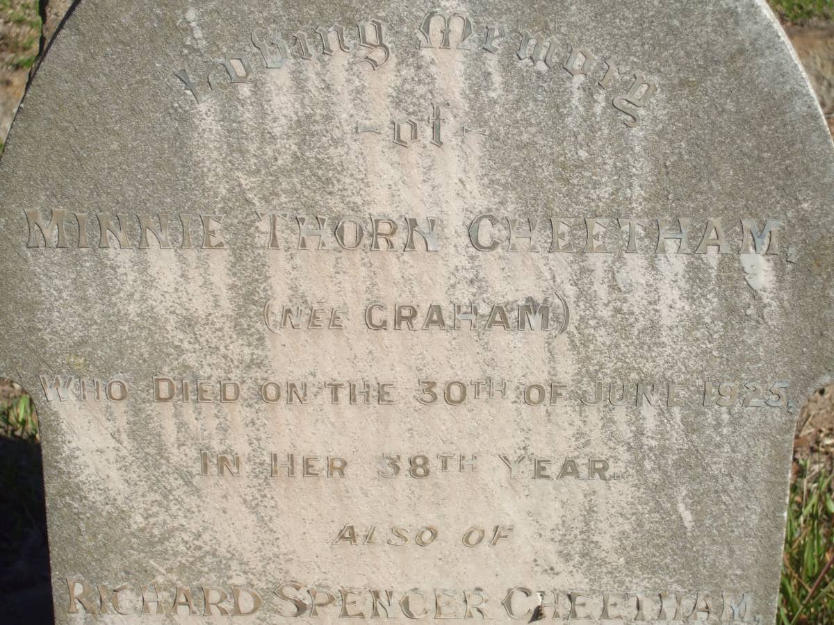 CHEETHAM Richard Spencer -1949 &amp; Minnie Thorn GRAHAM -1925
