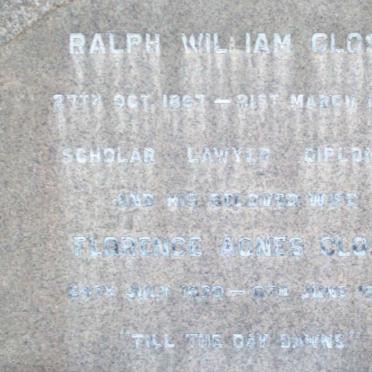 CLOSE Ralph William 1857-1945 &amp; Florence Agnes 1870-1958 