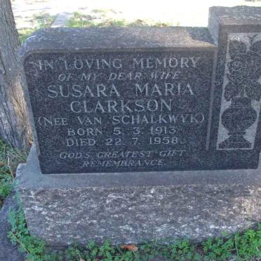 CLARKSON Susara Maria nee VAN SCHALKWYK 1913-1958 