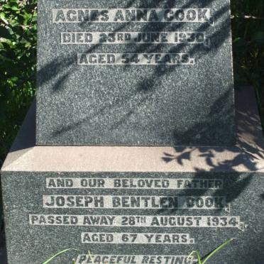COOK Joseph Bentlen -1934 &amp; Agnes Anna -1930