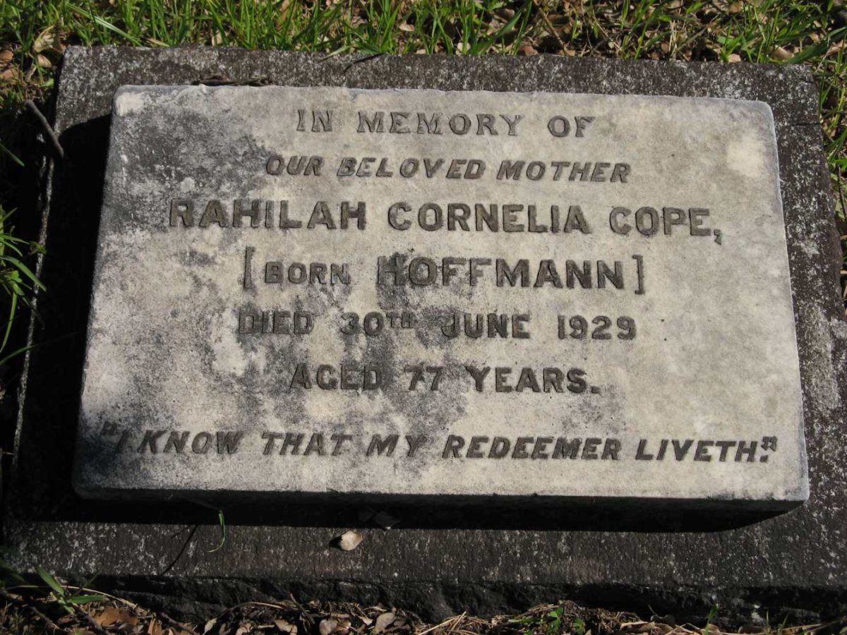 COPE Rahilah Cornelia nee HOFFMANN -1929