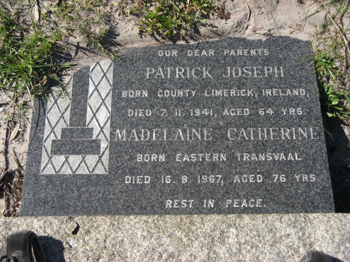COLLOPY Patrick Joseph -1941 &amp; Madelaine Catherine -1967