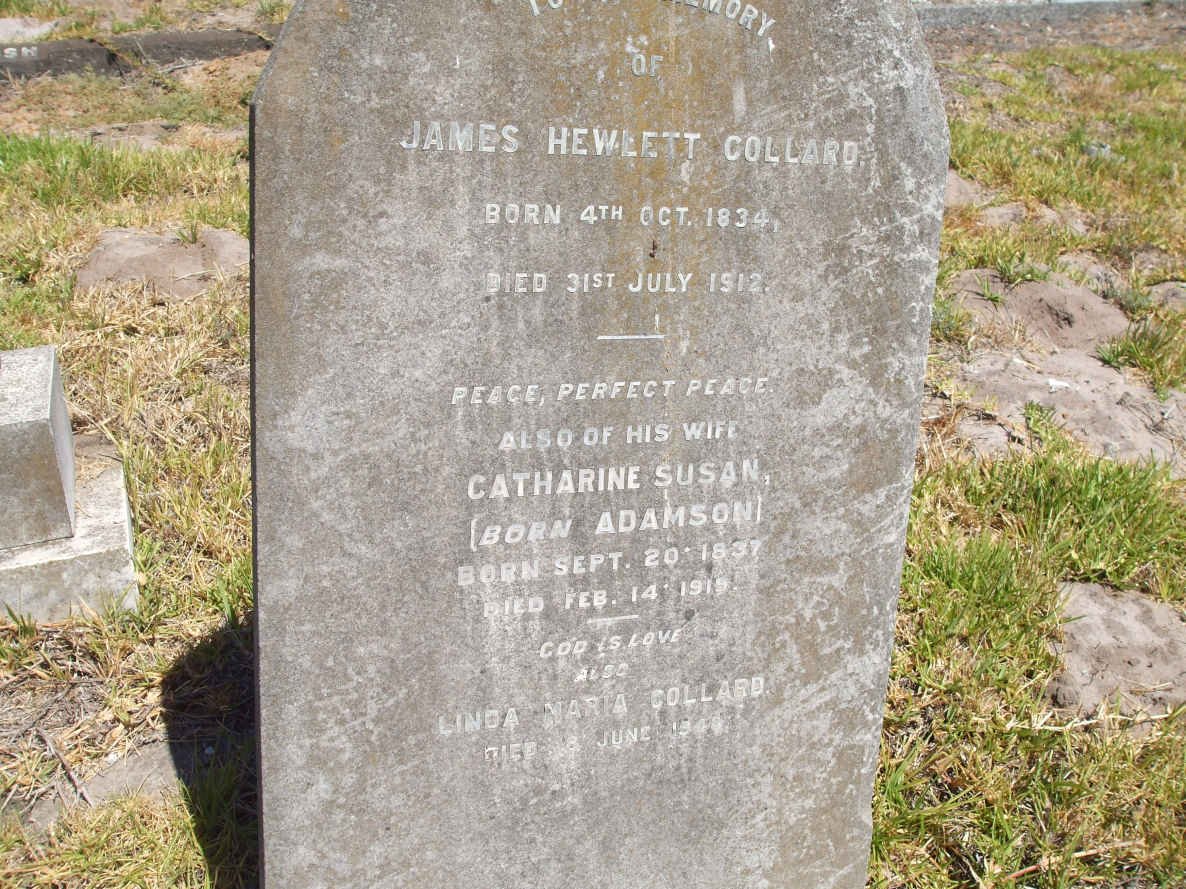 COLLARD James Hewlett  1834-1912 &amp; Catherine Susan ADAMSON 1837-1919 :: COLLARD Linda Maria -1948