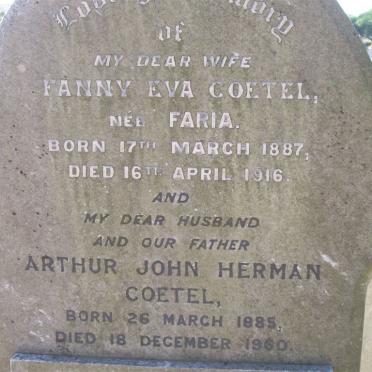 COETEL Arthur John Herman 1885-1960 &amp; Fanny Eva FARIA 1887-1916