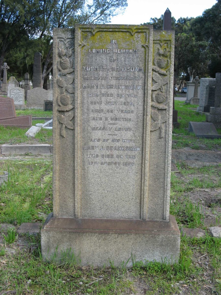 CRANKSHAW Thomas -1930 &amp; Mary J. -1956