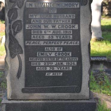 CROOK John W.W. -1915 :: CROOK Emily -1926