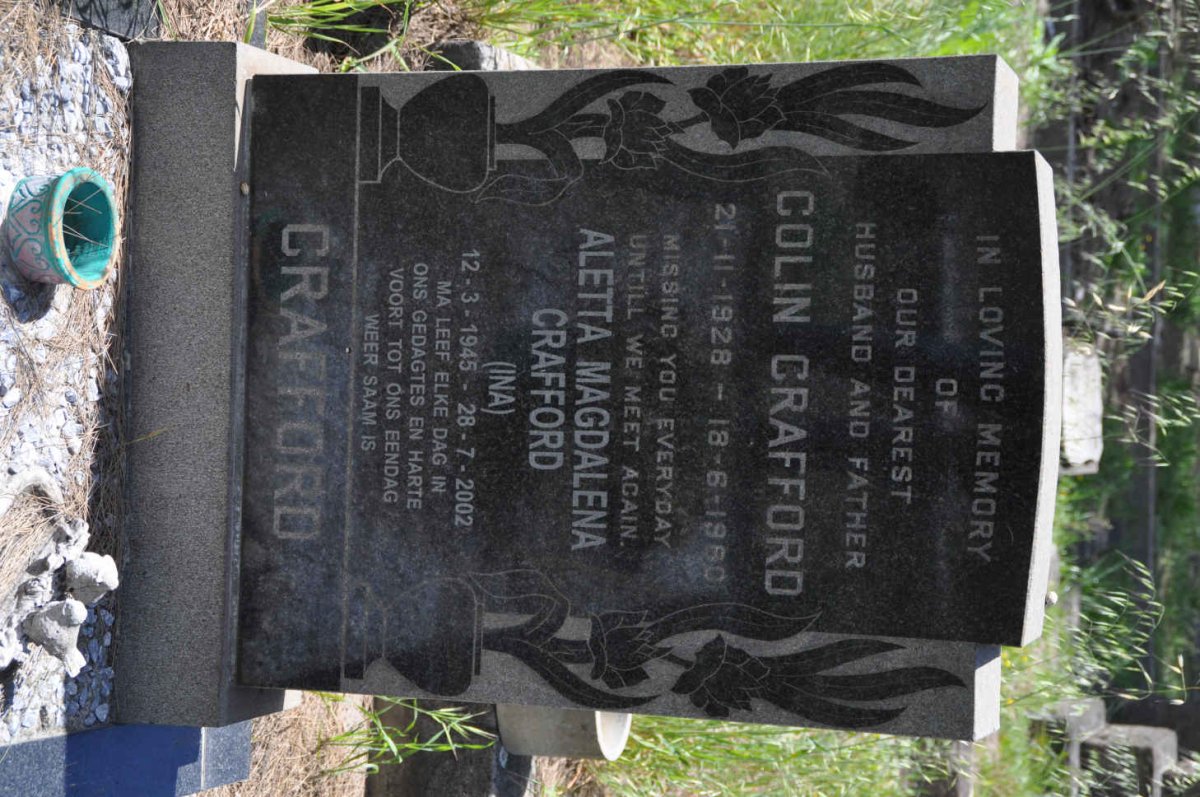 CRAFFORD Colin 1928-1980 &amp; Aletta Magdalena 1945-2002